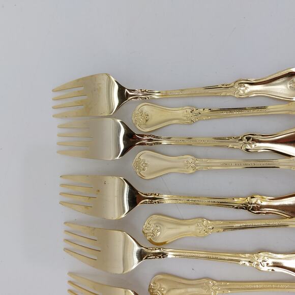 Alco Gold Tone Flatware Hollywood Regency 18 Pcs. Forks - Picture 13 of 16